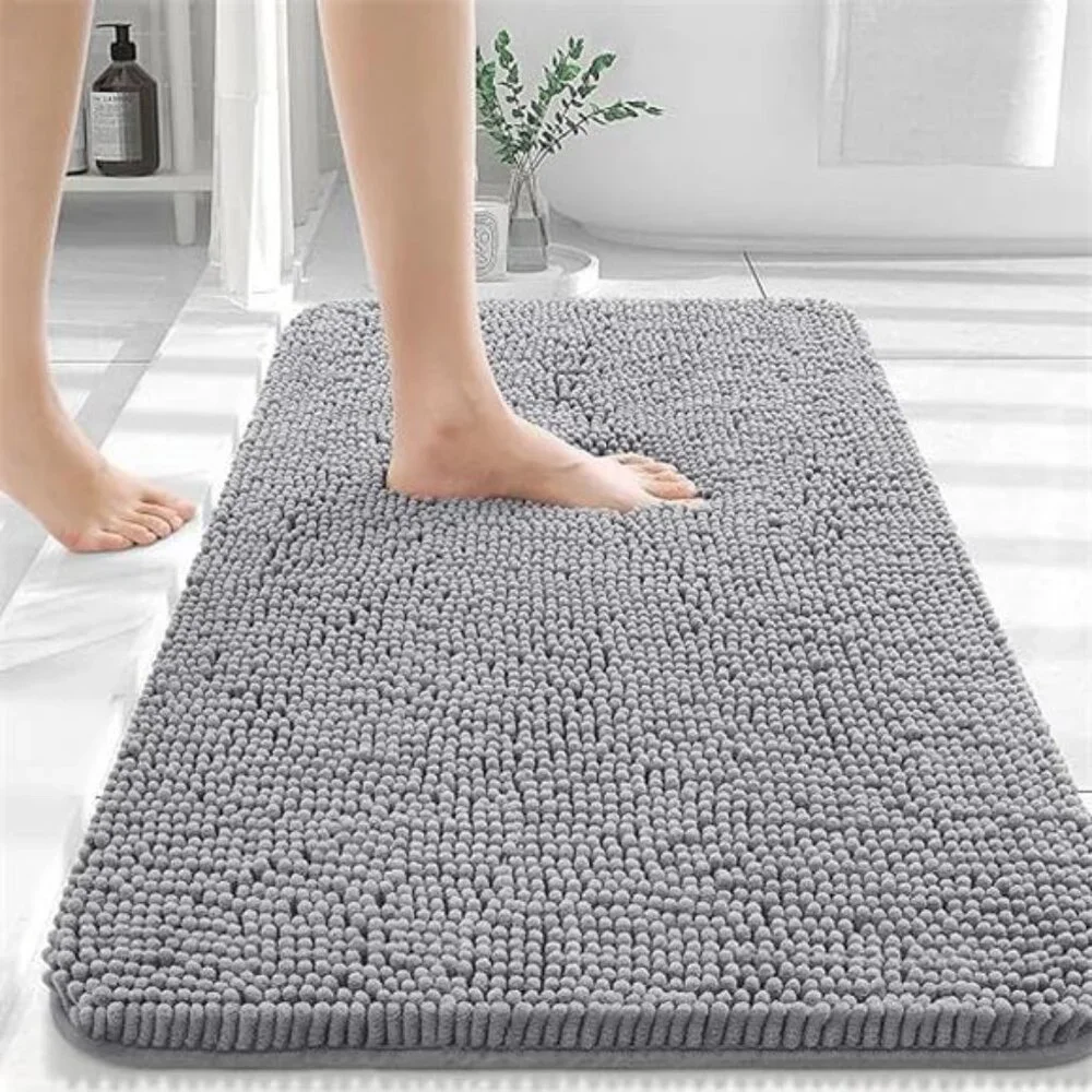 Bathroom Rugs 36x24, Extra Soft Absorbent Chenille Bath Rugs, Rubber Backing
